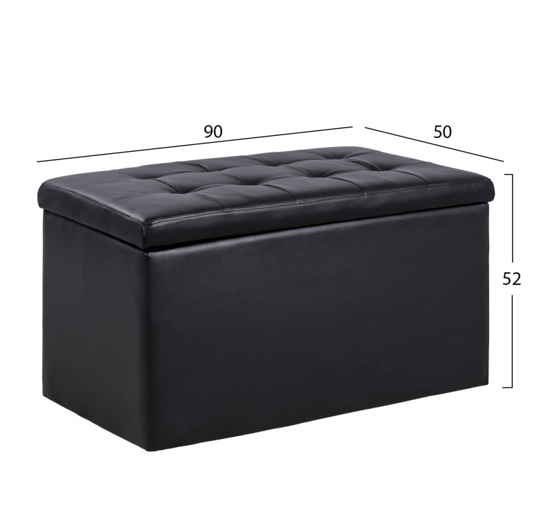 ΣΚΑΜΠΟ-ΜΠΑΟΥΛΟ PU ΜΕ ΑΠΟΘΗΚΕΥΤΙΚΟ ΧΩΡΟ PUNK ΜΑΥΡΟ HM279.01 90x50x52Υ εκ.