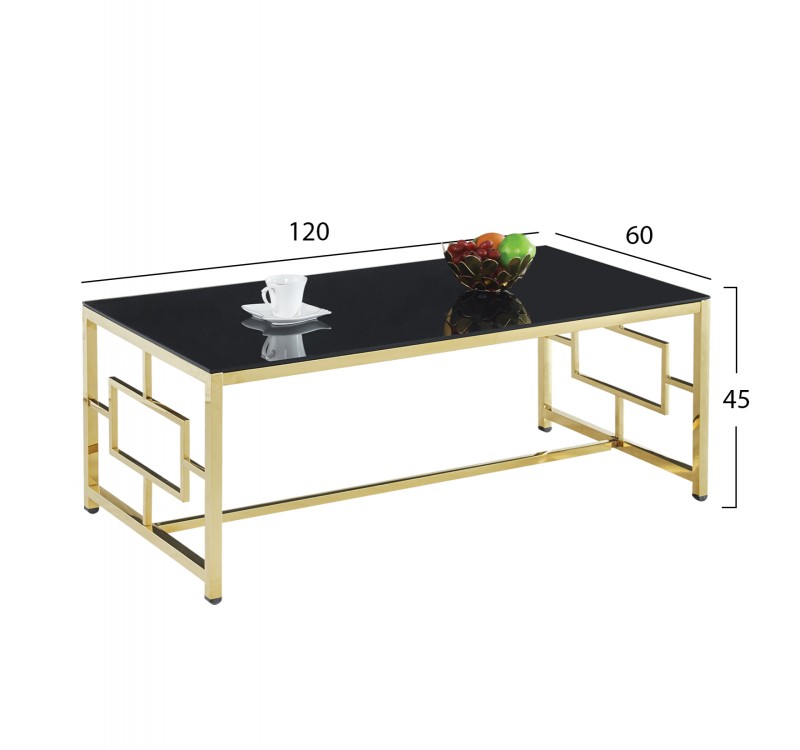 ΤΡΑΠΕΖΙ ΣΑΛΟΝΙΟΥ YARA HM8623.02 ΜΕ ΜΑΥΡΟ ΓΥΑΛΙ ΚΑΙ ΕΠΙΧΡΥΣΗ ΒΑΣΗ 120X60Χ45 EK.