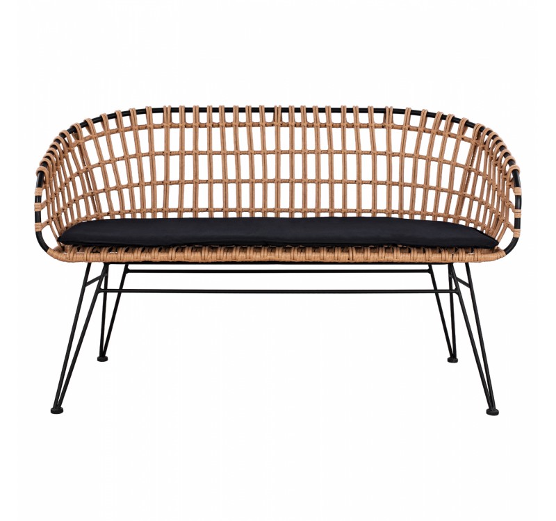 ΠΑΓΚΑΚΙ ΜΕΤΑΛΛΙΚΟ ALLEGRA HM5692 ΜΕ WICKER ΜΑΥΡΟ-ΜΠΕΖ 124x57x77Υ εκ.