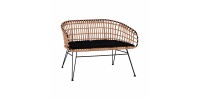 ΠΑΓΚΑΚΙ ΜΕΤΑΛΛΙΚΟ ALLEGRA HM5692 ΜΕ WICKER ΜΑΥΡΟ-ΜΠΕΖ 124x57x77Υ εκ.