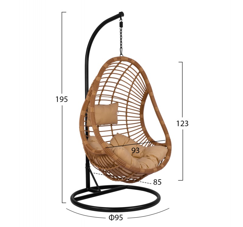 ΚΡΕΜΑΣΤΗ ΠΟΛΥΘΡΟΝΑ ΦΩΛΙΑ CALLIE HM5541.01 ΜΕ WICKER & ΜΑΞΙΛΑΡΙΑ ΜΠΕΖ Φ95Χ195Υ εκ.