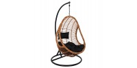 ΚΡΕΜΑΣΤΗ ΠΟΛΥΘΡΟΝΑ ΦΩΛΙΑ CALLIE HM5541.04 ΜΕ ΜΠΕΖ WICKER & ΜΑΥΡΑ ΜΑΞΙΛΑΡΙΑ Φ105Χ195Υ εκ.