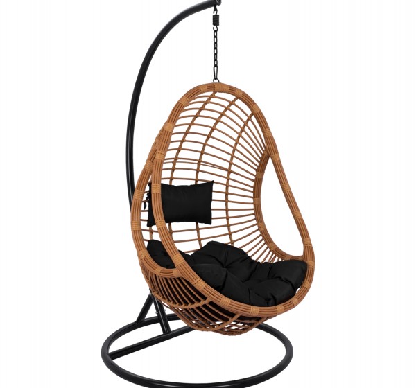 ΚΡΕΜΑΣΤΗ ΠΟΛΥΘΡΟΝΑ ΦΩΛΙΑ CALLIE HM5541.04 ΜΕ ΜΠΕΖ WICKER & ΜΑΥΡΑ ΜΑΞΙΛΑΡΙΑ Φ105Χ195Υ εκ.