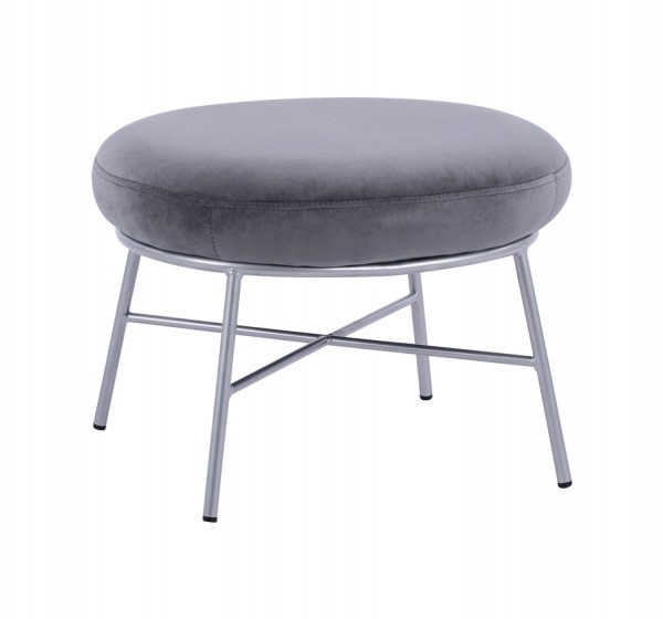 ΣΚΑΜΠΟ ΥΠΟΠΟΔΙΟ TRUDI HM8640.01 ΑΠΟ ΓΚΡΙ ΒΕΛΟΥΔΟ ΜΕ ΑΣΗΜΙ ΒΑΣΗ 55x46x38Υ εκ.