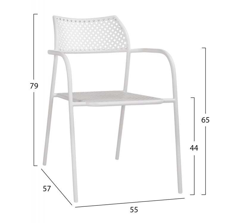 ΚΑΡΕΚΛΑ ΜΕΤΑΛΛΙΚΗ ΛΕΥΚΗ THETIS HM5173.12 55x57x79 cm