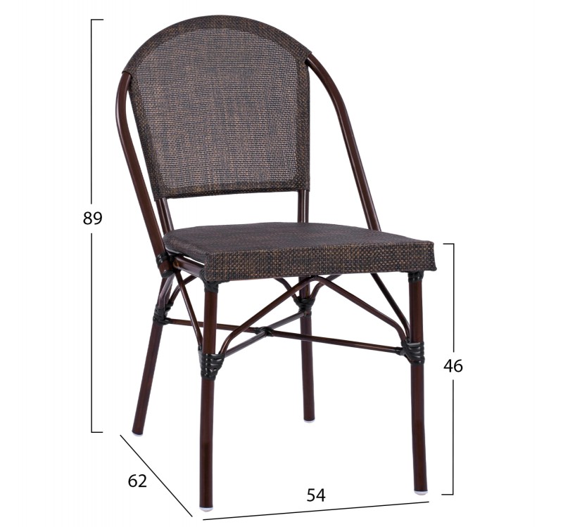 ΚΑΡΕΚΛΑ PRETORIA ΜΕΤΑΛΛΙΚΗ BAMBOO LOOK ΚΑΦΕ HM5718 54x62x89 εκ.