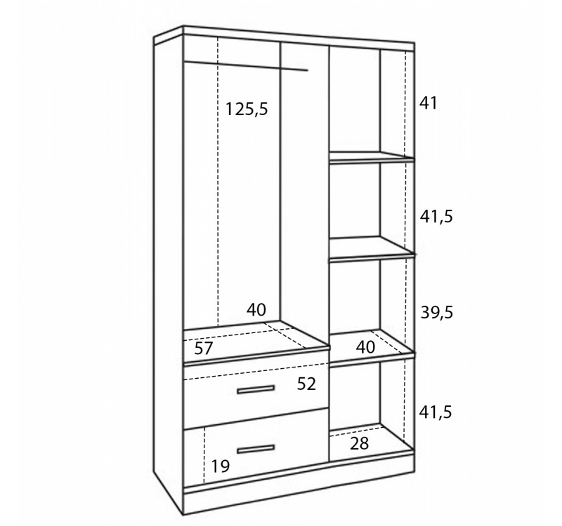 ΝΤΟΥΛΑΠΑ 3ΦΥΛΛΗ ME 2 ΣΥΡΤΑΡΙΑ CAESAR HM340.04 SONAMA ΜΕ ΓΚΡΙ 89x42,5Χ181εκ.