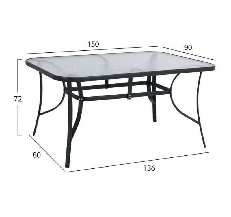 ΣΕΤ ΤΡΑΠΕΖΑΡΙΑΣ 7TMX ΤΡΑΠΕΖΙ 150Χ90Χ72Υεκ.ΚΑΙ 6 ΠΟΛΥΘΡΟΝΕΣ ΓΚΡΙ ΜΕΤΑΛΛΟ HM10561.01