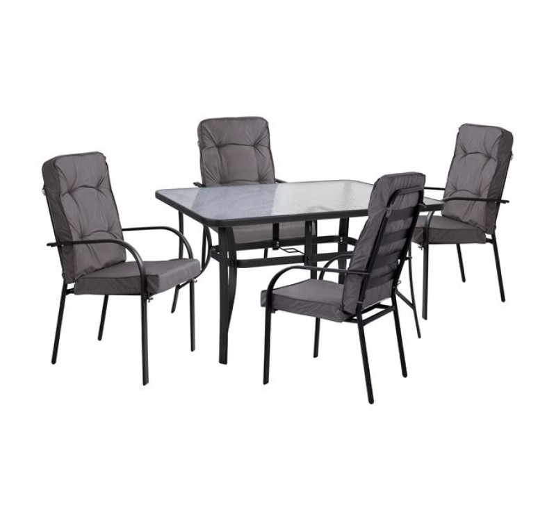 ΣΕΤ ΤΡΑΠΕΖΑΡΙΑΣ 5TMX ΤΡΑΠΕΖΙ 140Χ80Χ72Υεκ.ΚΑΙ 4 ΠΟΛΥΘΡΟΝΕΣ ΜΕΤΑΛΛΟ ΓΚΡΙ HM10562.01