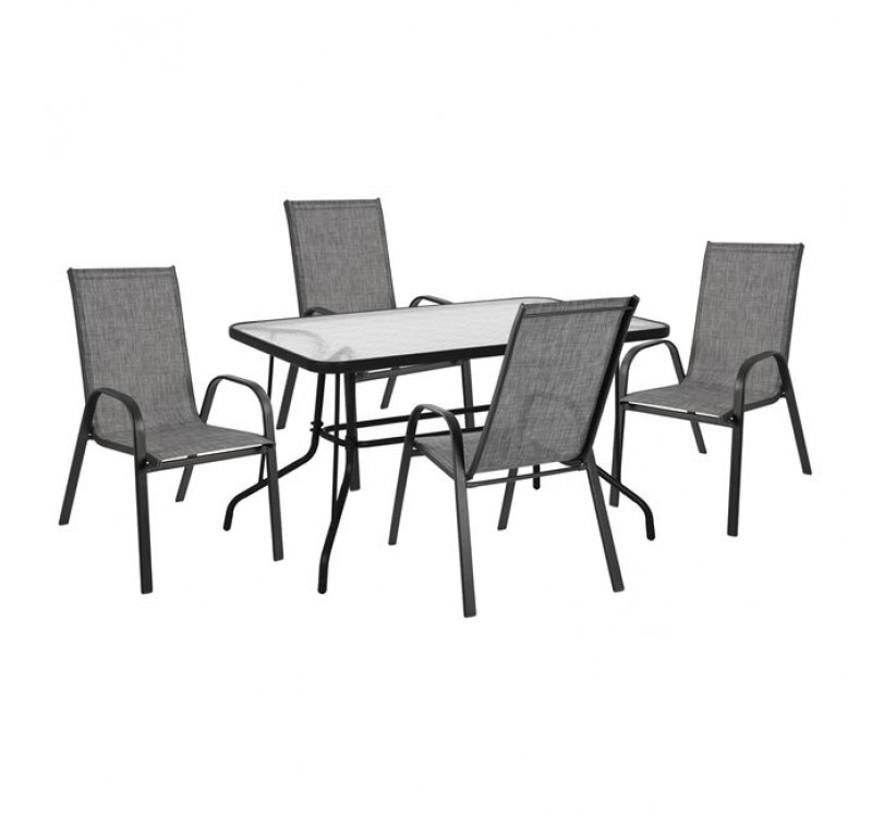 ΣΕΤ 5ΤΜΧ HM10565.01 ΤΡΑΠΕΖΙ ΜΕΤΑΛΛΙΚΟ 120Χ70Χ71Υ & 4 ΠΟΛΥΘΡΟΝΕΣ LEON ΜΕΤΑΛΛΙΚΕΣ ΓΚΡΙ