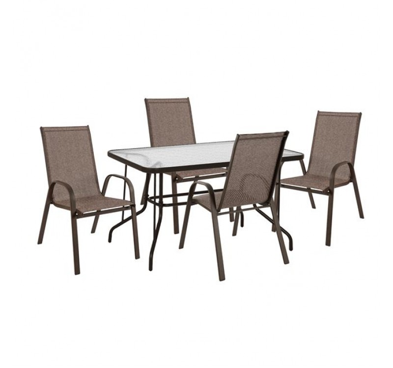 ΣΕΤ 5 ΤΜΧ ΤΡΑΠΕΖΙ ΜΕΤΑΛΛΙΚΟ 120Χ70Χ71Υ ΜΕ ΠΟΛΥΘΡΟΝΕΣ LEON ΜΕΤΑΛΛΙΚΕΣ ΚΑΦΕ HM10565.02