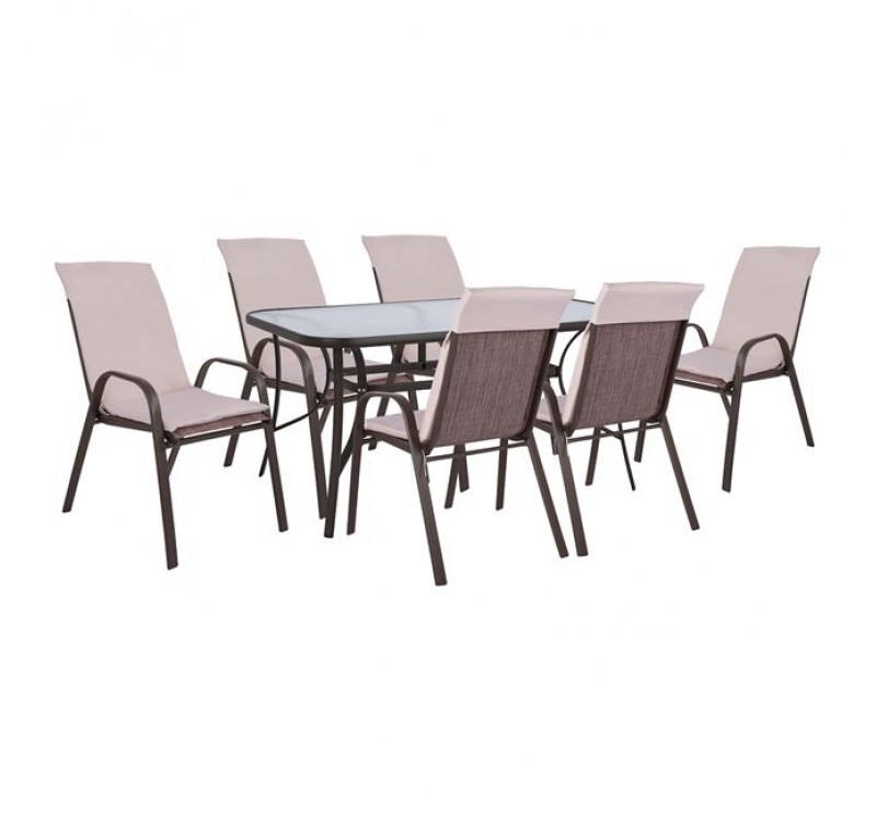 ΣΕΤ ΤΡΑΠΕΖΑΡΙΑΣ 7ΤΜΧ ΚΑΡΕΚΛΕΣ ΜΕ ΜΑΞΙΛΑΡΙ & ΤΡΑΠΕΖΙ 150X90 HM10572.02 ΚΑΦΕ