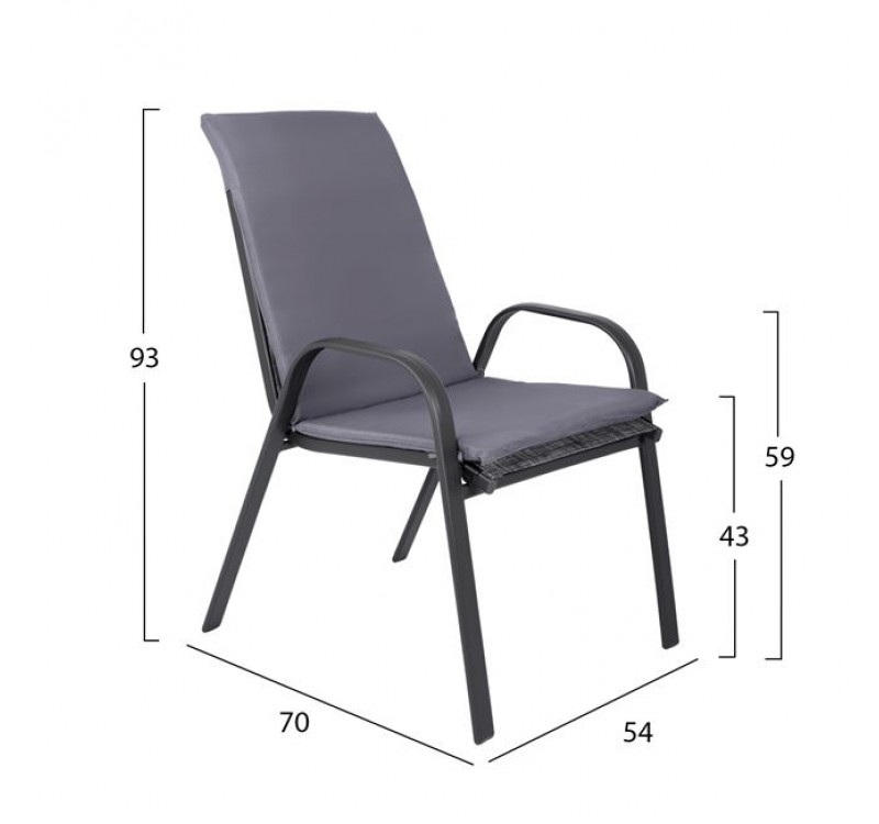 ΣΕΤ ΤΡΑΠΕΖΑΡΙΑΣ 7ΤΜΧ ΚΑΡΕΚΛΕΣ ΜΕ ΜΑΞΙΛΑΡΙ & ΤΡΑΠΕΖΙ 160X90 HM10571.01 ΓΚΡΙ