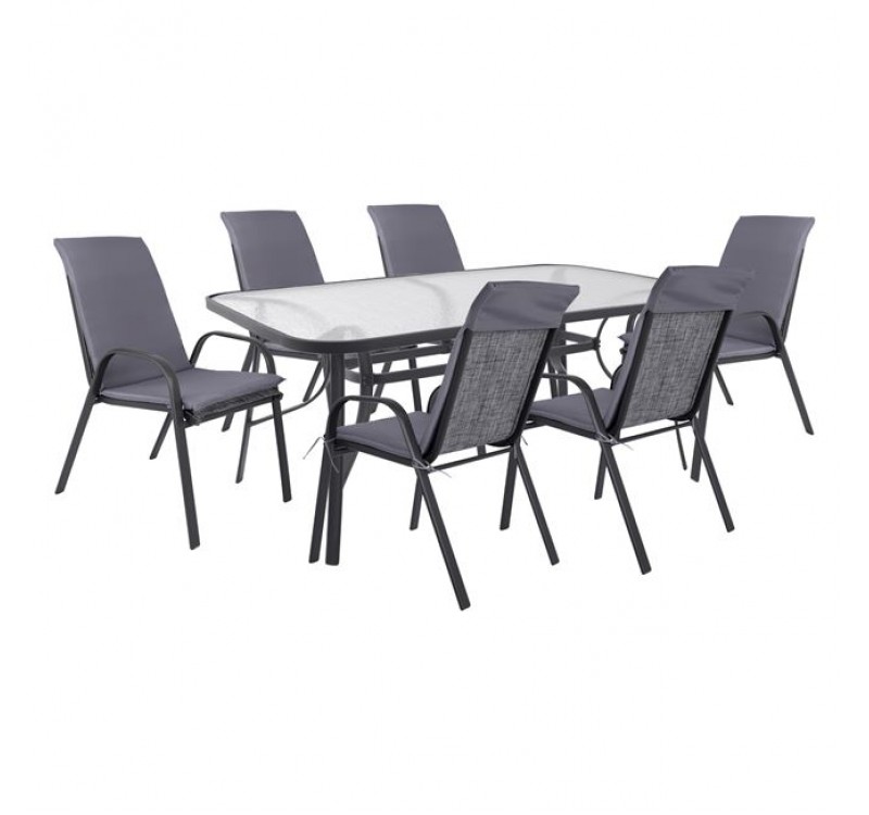 ΣΕΤ ΤΡΑΠΕΖΑΡΙΑΣ 7ΤΜΧ ΚΑΡΕΚΛΕΣ ΜΕ ΜΑΞΙΛΑΡΙ & ΤΡΑΠΕΖΙ 160X90 HM10571.01 ΓΚΡΙ