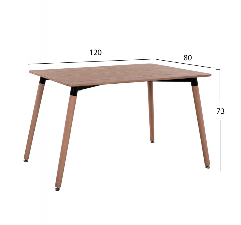 ΤΡΑΠΕΖΙ MINIMAL HM008.04 ΦΥΣΙΚΟ ΞΥΛΙΝΑ ΠΟΔΙΑ ΟΞΙΑ 120Χ80X73Υ εκ.