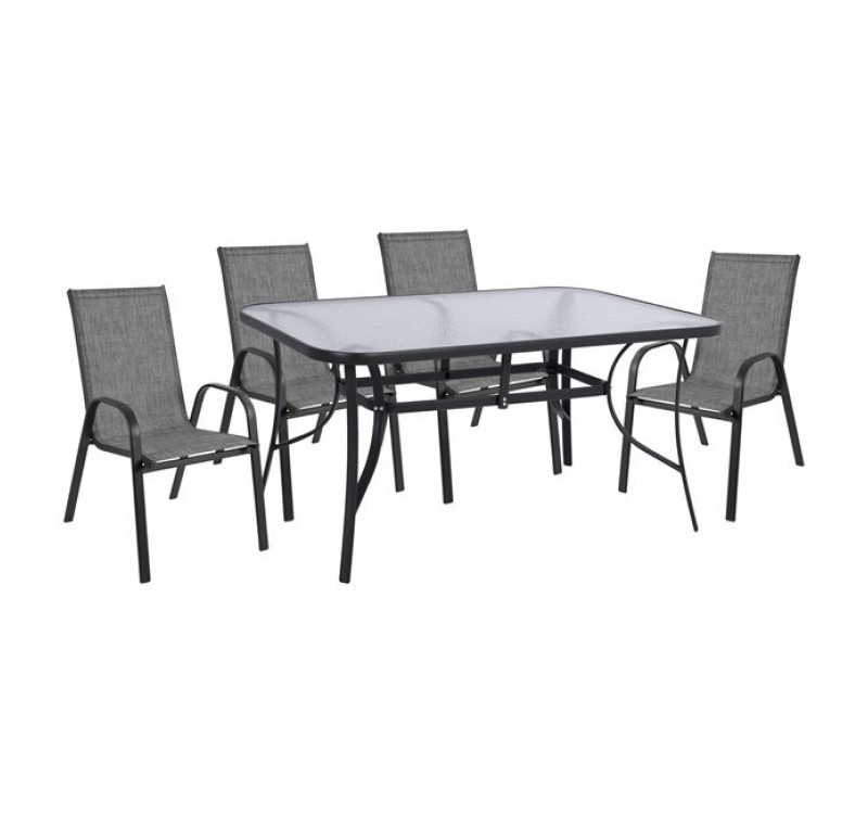 ΣΕΤ ΤΡΑΠΕΖΑΡΙΑΣ 5ΤΜΧ HM5201.01 ΓΚΡΙ ΜΕΤΑΛΛΙΚΟ ΜΕ 4 ΚΑΡΕΚΛΕΣ & ΤΡΑΠΕΖΙ 150Χ90