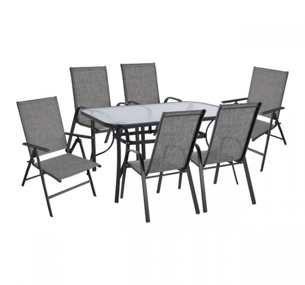 ΣΕΤ ΤΡΑΠΕΖΑΡΙΑΣ 7ΤΜΧ HM10557.01 ΣΕ ΧΡΩΜΑ ΓΚΡΙ-ΜΕΤΑΛΛΟ ΚΑΙ TEXTILENE