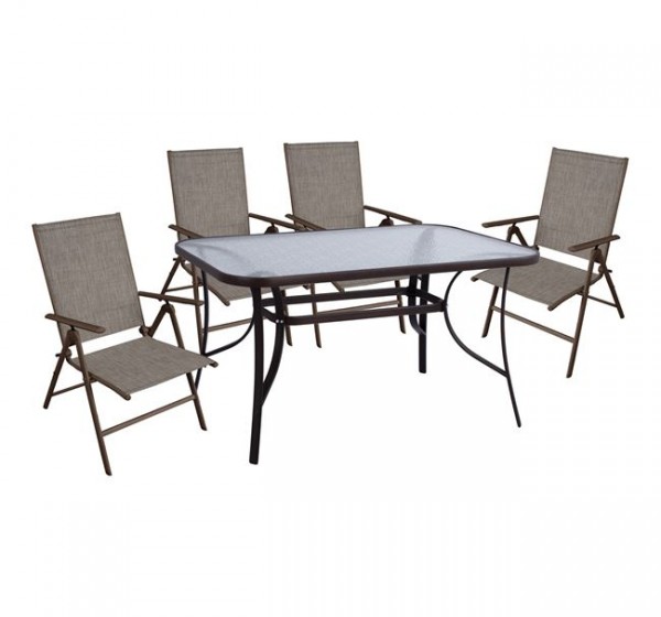 ΣΕΤ 5ΤΜΧ ΤΡΑΠΕΖΙ ΜΕΤΑΛΛΙΚΟ & ΠΤΥΣΣΟΜΕΝΕΣ ΚΑΡΕΚΛΕΣ ΚΑΦΕ HM10558.02