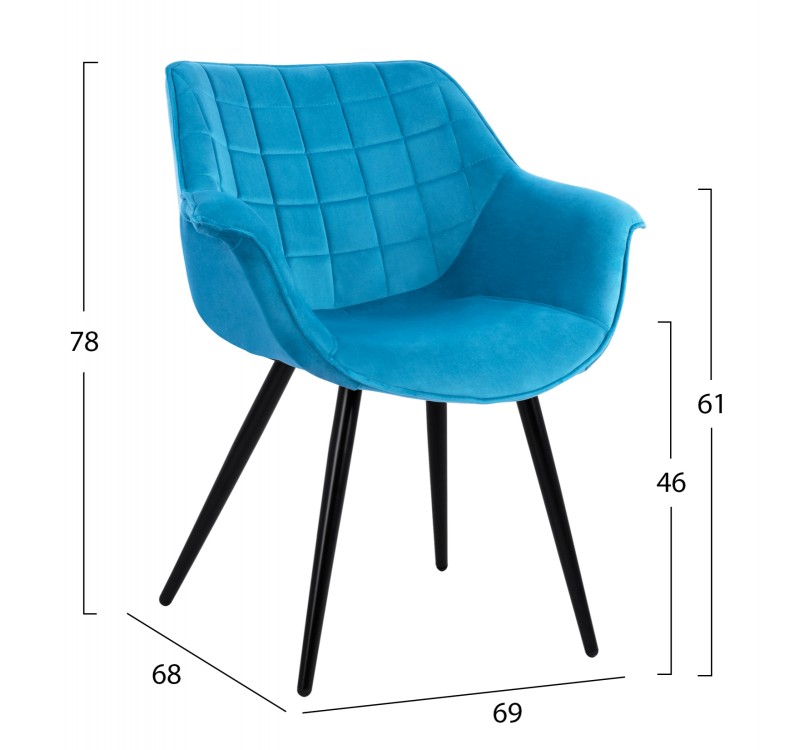 ΠΟΛΥΘΡΟΝΑΚΙ BENJAMIN ΑΠΟ ΒΕΛΟΥΔΟ ΤΙΡΚΟΥΑΖ ME ΜΕΤΑΛΛΙΚΑ ΠΟΔΙΑ HM8682.09 69x68x78 εκ.