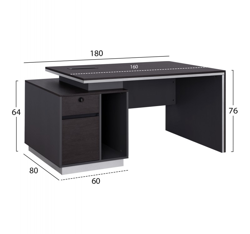 ΓΡΑΦΕΙΟ ΕΠΑΓΓΕΛΜΑΤΙΚΟ ΜΕ ΑΡΙΣΤΕΡΟ ΝΤΟΥΛΑΠΙ ROSEWOOD HM2113L 180X80X76Υ εκ.