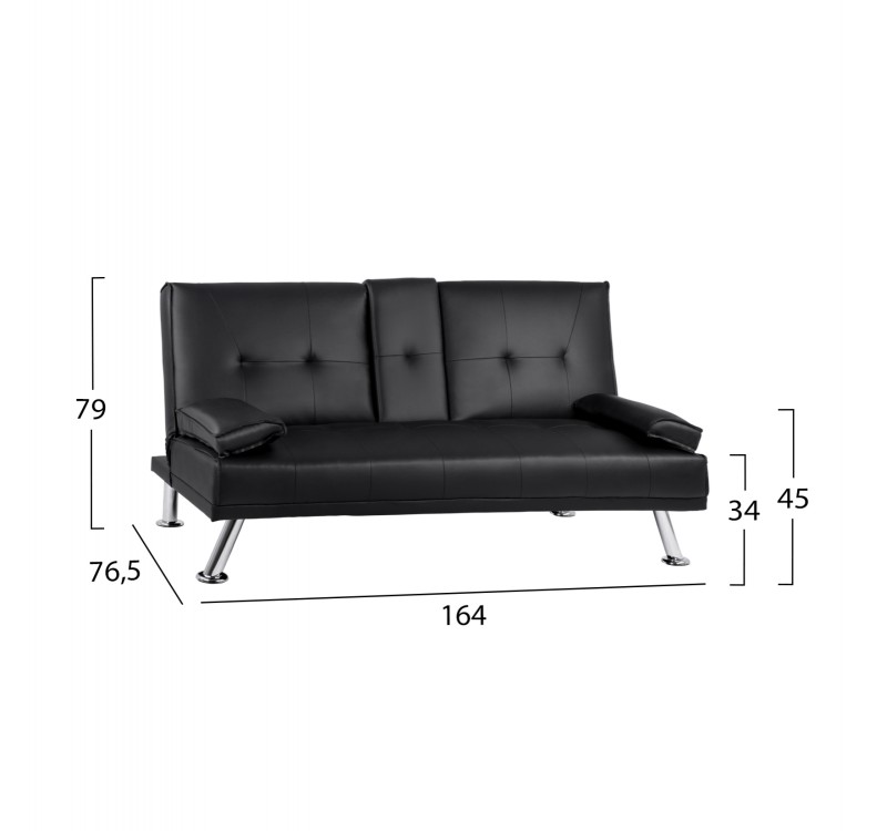 ΚΑΝΑΠΕΣ ΚΡΕΒΑΤΙ BENIN ΜΕ ΜΑΥΡΟ PU 165x76,5x79 εκ ΚΑΙ ΠΤΥΣΣΟΜΕΝΟ ΜΠΡΑΤΣΟ HM3157.01