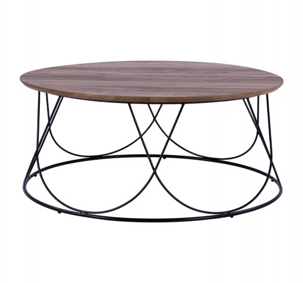 ΤΡΑΠΕΖΑΚΙ ΣΑΛΟΝΙΟΥ ZENA HM8690 MDF TOP ΜΕ ΜΕΤΑΛΛΙΚΟ ΜΑΥΡΟ ΣΚΕΛΕΤΟ Φ90Χ40Υ εκ.