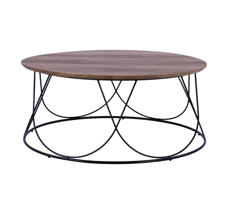 ΤΡΑΠΕΖΑΚΙ ΣΑΛΟΝΙΟΥ ZENA HM8690 MDF TOP ΜΕ ΜΕΤΑΛΛΙΚΟ ΜΑΥΡΟ ΣΚΕΛΕΤΟ Φ90Χ40Υ εκ.