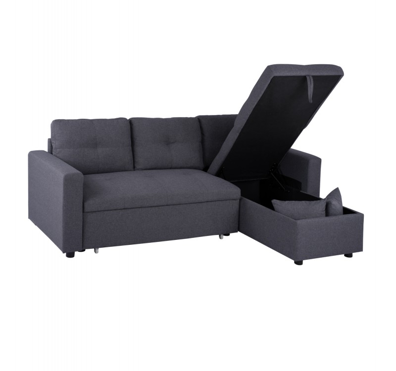 ΚΑΝΑΠΕΣ ΓΩΝΙΑ ΚΡΕΒΑΤΙ WAYNE 224x147x85Υεκ. HM3028.11 ΓΚΡΙ ΥΦΑΣΜΑ