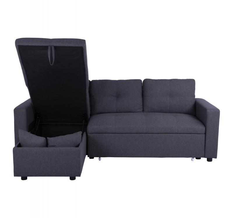 ΚΑΝΑΠΕΣ ΓΩΝΙΑ ΚΡΕΒΑΤΙ WAYNE 224x147x85Υεκ. HM3028.11 ΓΚΡΙ ΥΦΑΣΜΑ