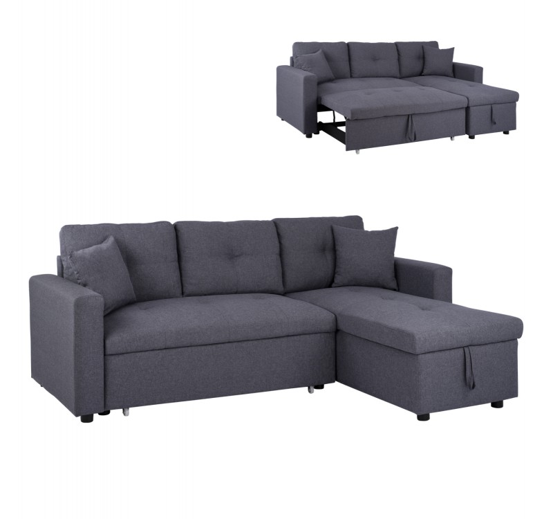 ΚΑΝΑΠΕΣ ΓΩΝΙΑ ΚΡΕΒΑΤΙ WAYNE 224x147x85Υεκ. HM3028.11 ΓΚΡΙ ΥΦΑΣΜΑ