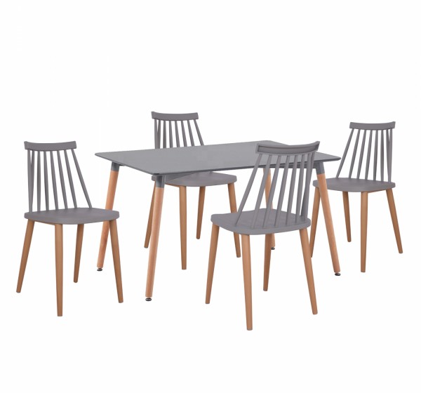 ΣΕΤ ΤΡΑΠΕΖΑΡΙΑΣ 5 ΤΜΧ ΤΡΑΠΕΖΙ MINIMAL ΜΕ ΚΑΡΕΚΛΕΣ VANESSA ΓΚΡΙ HM11327.10 120x80x73 cm