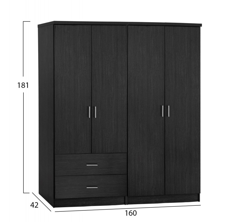 ΝΤΟΥΛΑΠΑ 4-ΦΥΛΛΗ ΜΕ 2 ΣΥΡΤΑΡΙΑ JENNA HM11351.01 ΜΕΛΑΜΙΝΗ ΣΕ ZEBRANO 160x42x181Υ