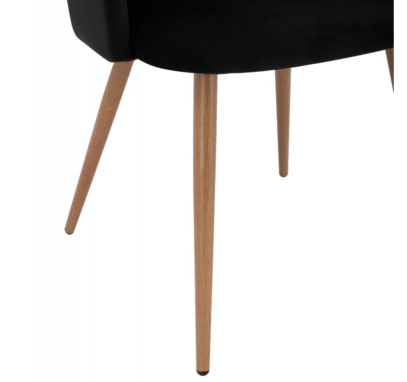 ΠΟΛΥΘΡΟΝΑΚΙ LEAH HM8543.04 ΜΕ ΒΕΛΟΥΔΟ ΜΑΥΡΟ ΚΑΙ ΜΕΤΑΛΛΙΚΑ ΠΟΔΙΑ 53x57x81 εκ.