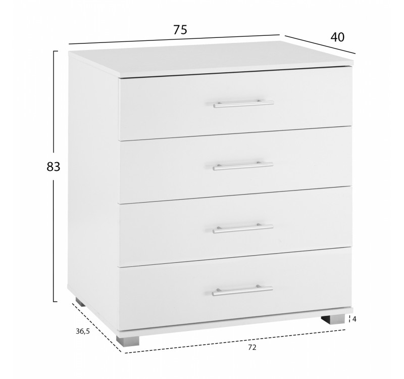 ΣΥΡΤΑΡΙΕΡΑ ΜΕΛΑΜΙΝΗΣ BRIANA HM2204.05 ME 4 ΣΥΡΤΑΡΙΑ ΛΕΥΚΗ 75x40x83Y εκ.