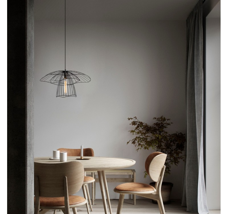 ΦΩΤΙΣΤΙΚΟ ΟΡΟΦΗΣ ΜΕΤΑΛΛΙΚΟ ΚΡΕΜΑΣΤΟ ΜΑΥΡΟ HM7231 E27 Φ50x123 εκ.