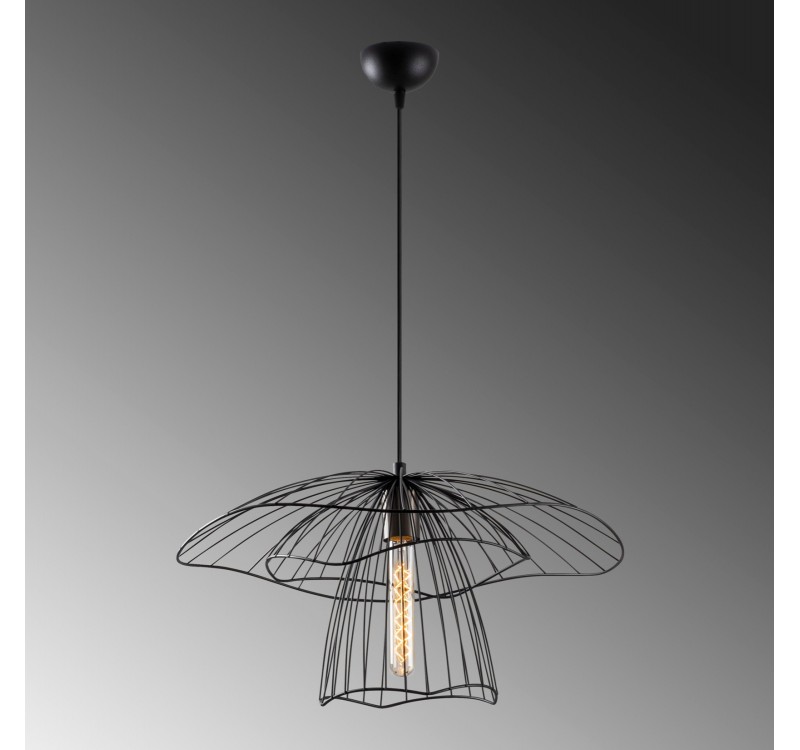 ΦΩΤΙΣΤΙΚΟ ΟΡΟΦΗΣ ΜΕΤΑΛΛΙΚΟ ΚΡΕΜΑΣΤΟ ΜΑΥΡΟ HM7231 E27 Φ50x123 εκ.