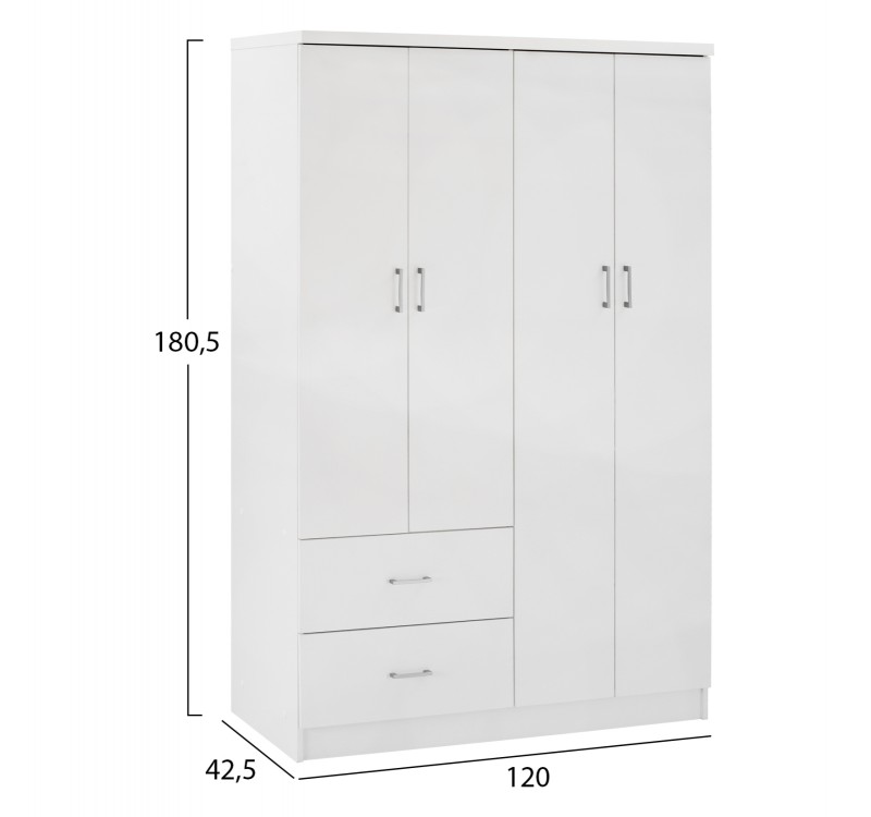 ΝΤΟΥΛΑΠΑ 4ΦΥΛΛΗ ME 2 ΣΥΡΤΑΡΙΑ BLAKELY HM339.05 ΛΕΥΚΗ 120Χ42,5Χ180,5 εκ.