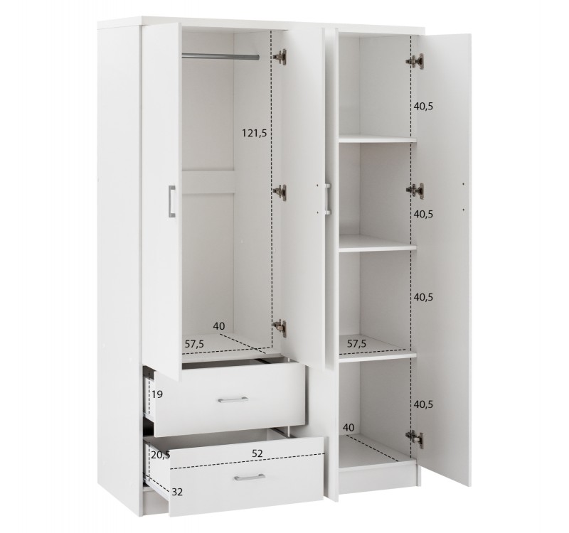 ΝΤΟΥΛΑΠΑ 4ΦΥΛΛΗ ME 2 ΣΥΡΤΑΡΙΑ BLAKELY HM339.05 ΛΕΥΚΗ 120Χ42,5Χ180,5 εκ.
