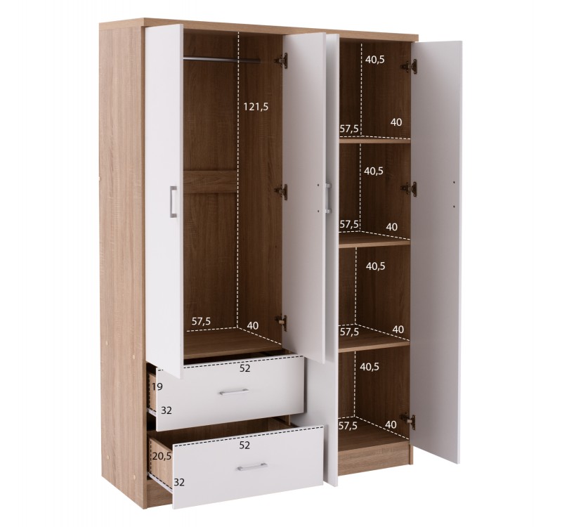 ΝΤΟΥΛΑΠΑ 4ΦΥΛΛΗ ME 2 ΣΥΡΤΑΡΙΑ BLAKELY HM339.06 SONAMA ΛΕΥΚΗ 120Χ42,5Χ180,5 εκ.