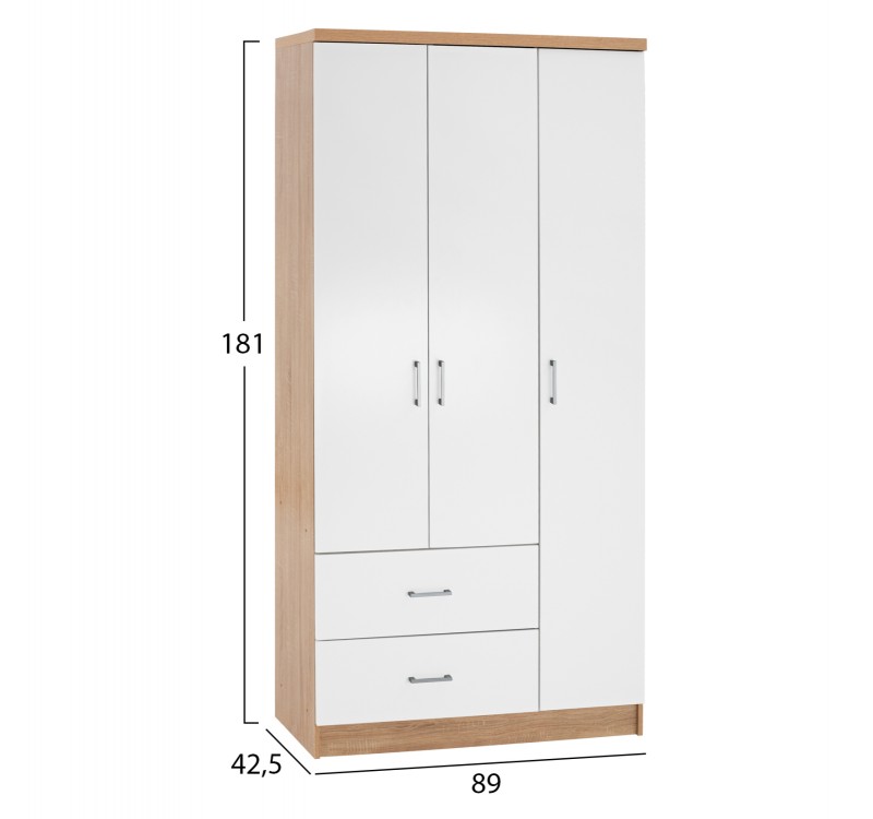 ΝΤΟΥΛΑΠΑ 3ΦΥΛΛΗ ME 2 ΣΥΡΤΑΡΙΑ CAESAR HM340.06 SONAMA - ΛΕΥΚO 89x42,5x181 εκ.