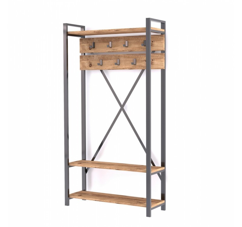 ΕΠΙΠΛΟ ΕΙΣΟΔΟΥ HM8943.01 NATURAL WOOD & ΜΑΥΡΟ  90x34x180 εκ.