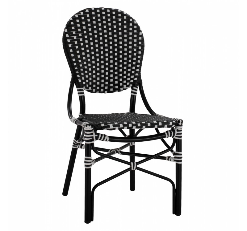 ΚΑΡΕΚΛΑ ΑΛΟΥΜΙΝΙΟΥ BAMBOO LOOK ΜΕ WICKER ΜΑΥΡΟ ΛΕΥΚΟ HM5792.02 46x60x96 εκ.