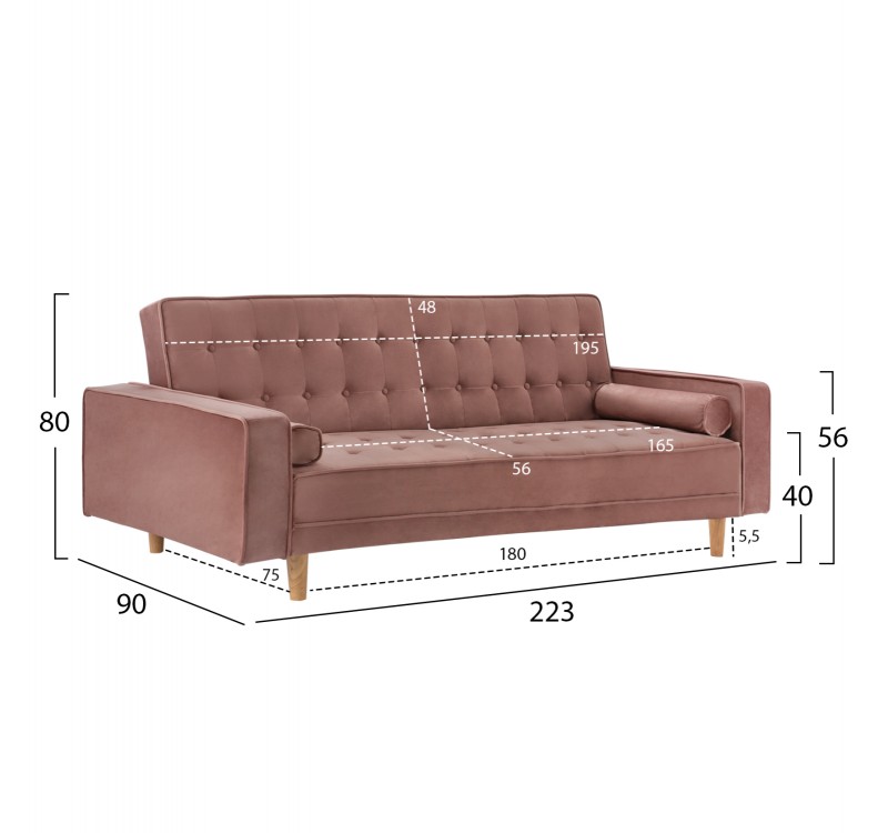 ΚΑΝΑΠΕΣ ΚΡΕΒΑΤΙ SALVADOR HM3150.12 ΒΕΛΟΥΔΟ ΣΑΠΙΟ ΜΗΛΟ  223X90X80Y εκ.