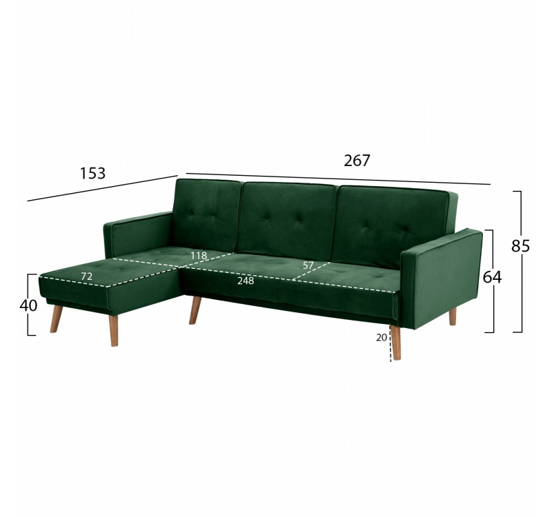 ΚΑΝΑΠΕΣ ΚΡΕΒΑΤΙ ΓΩΝΙΑ ΑΝΑΣΤΡΕΨΙΜΗ TALIA HM3153.03 ΒΕΛΟΥΔΟ ΚΥΠΑΡΙΣΣΙ 267x153x85 εκ.