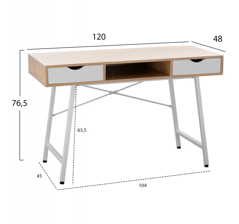 ΓΡΑΦΕΙΟ HM2128.01 SONAMA-ΛΕΥΚΟ ΜΕ ΛΕΥΚΟ ΜΑΤ ΣΚΕΛΕΤΟ 120Χ48Χ76,5 εκ.