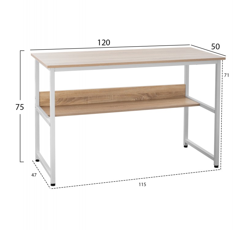ΓΡΑΦΕΙΟ PORTIS HM2131.01 ΜΕΛΑΜΙΝΗ ΣΕ SONAMA ΜΕ ΛΕΥΚΟ ΜΑΤ ΣΚΕΛΕΤΟ 120X50X75Υεκ.