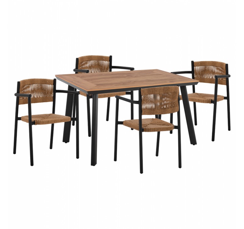 ΣΕΤ ΤΡΑΠΕΖΑΡΙΑ 5ΤΜΧ ΜΕ ΤΡΑΠΕΖΙ POLYWOOD 120Χ80 & ΠΟΛΥΘΡΟΝΕΣ ΑΝΘΡΑΚΙ HM11430