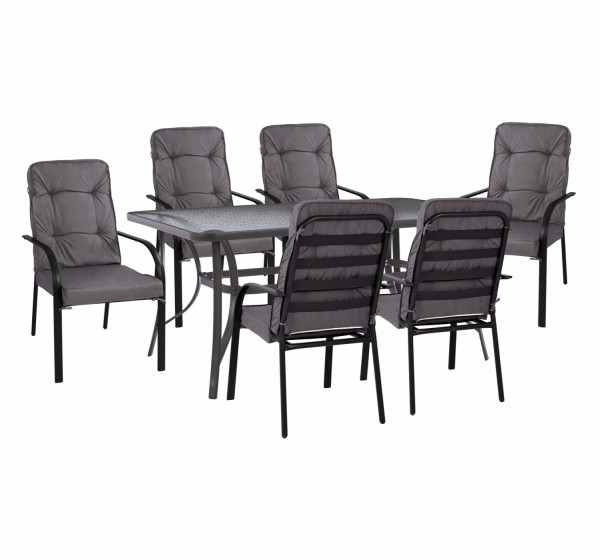 ΣΕΤ ΤΡΑΠΕΖΑΡΙΑ 7ΤΜΧ ΤΡΑΠΕΖΙ BRUNO 150X90 ΜΕ ΠΟΛΥΘΡΟΝΕΣ ENDIKA ΓΚΡΙ HM11475