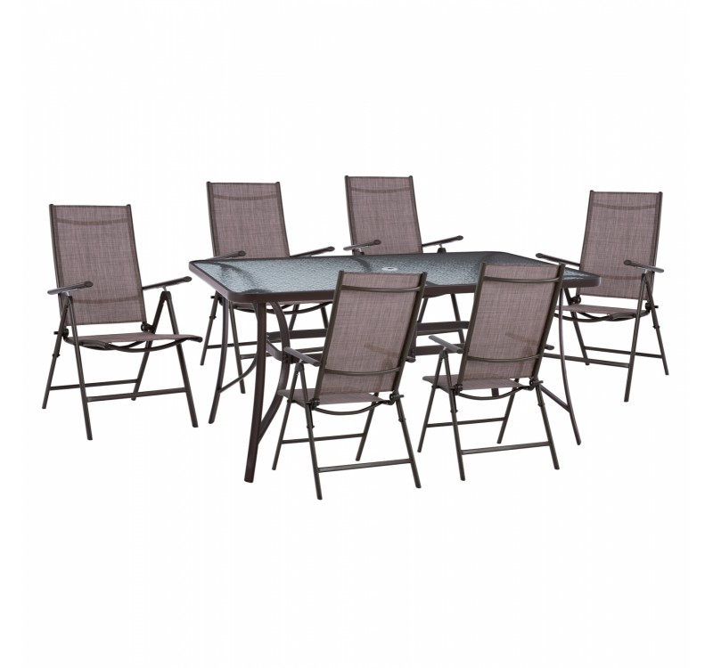 ΣΕΤ ΤΡΑΠΕΖΑΡΙΑ 7ΤΜΧ ΤΡΑΠΕΖΙ BRUNO 150Χ90 & ΠΟΛΥΘΡΟΝΕΣ 7ΘΕΣΕΩΝ ΚΑΦΕ HM11489