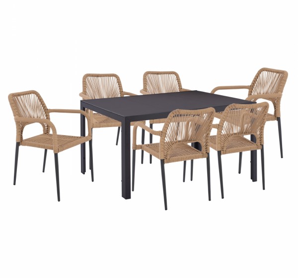 ΣΕΤ ΤΡΑΠΕΖΑΡΙΑΣ 7 ΤΜΧ ΤΡΑΠΕΖΙ ΓΚΡΙ 150X90 ΚΑΙ ΠΟΛΥΘΡΟΝΑ ΜΕ ΣΧΟΙΝΙ HM11527.01